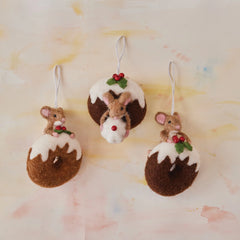 Handmade Wool Felt Mouse on Doughnut Ornament, 3 Styles