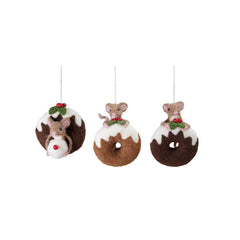 Handmade Wool Felt Mouse on Doughnut Ornament, 3 Styles