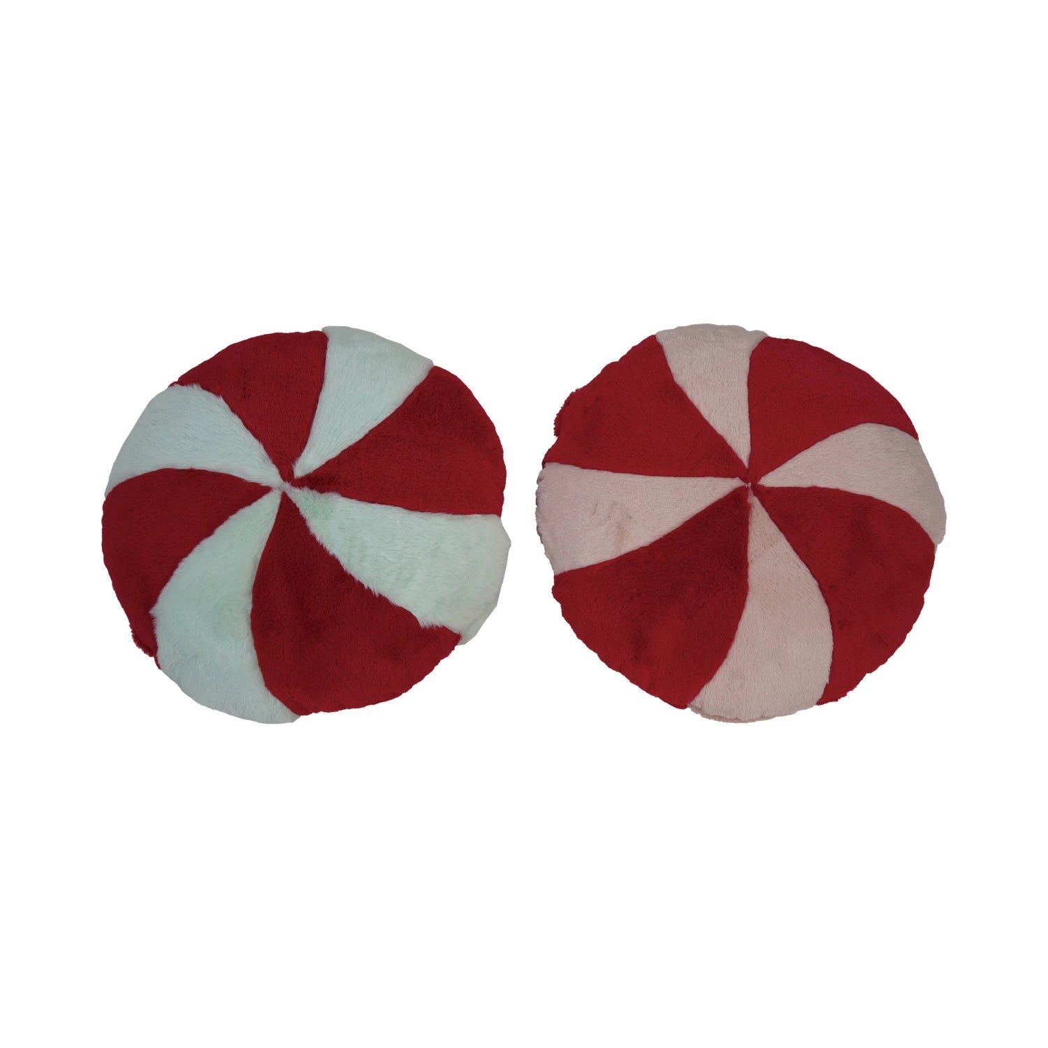 Faux Fur & Fabric Velvet Peppermint Shaped Pillow, 2 Colors