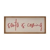 Wood Framed Textured Paper Wall Décor "Santa is Coming", White