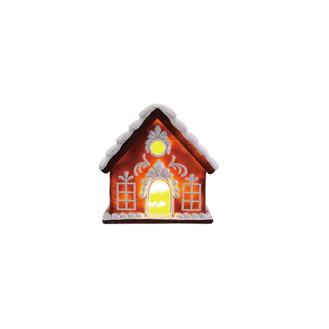 Resin Gingerbread House with LED Light (Requires 3-AAA Batteries)