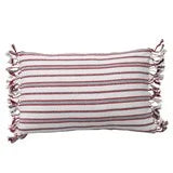 Woven Cotton Striped Lumbar Pillow with Braided Fringe