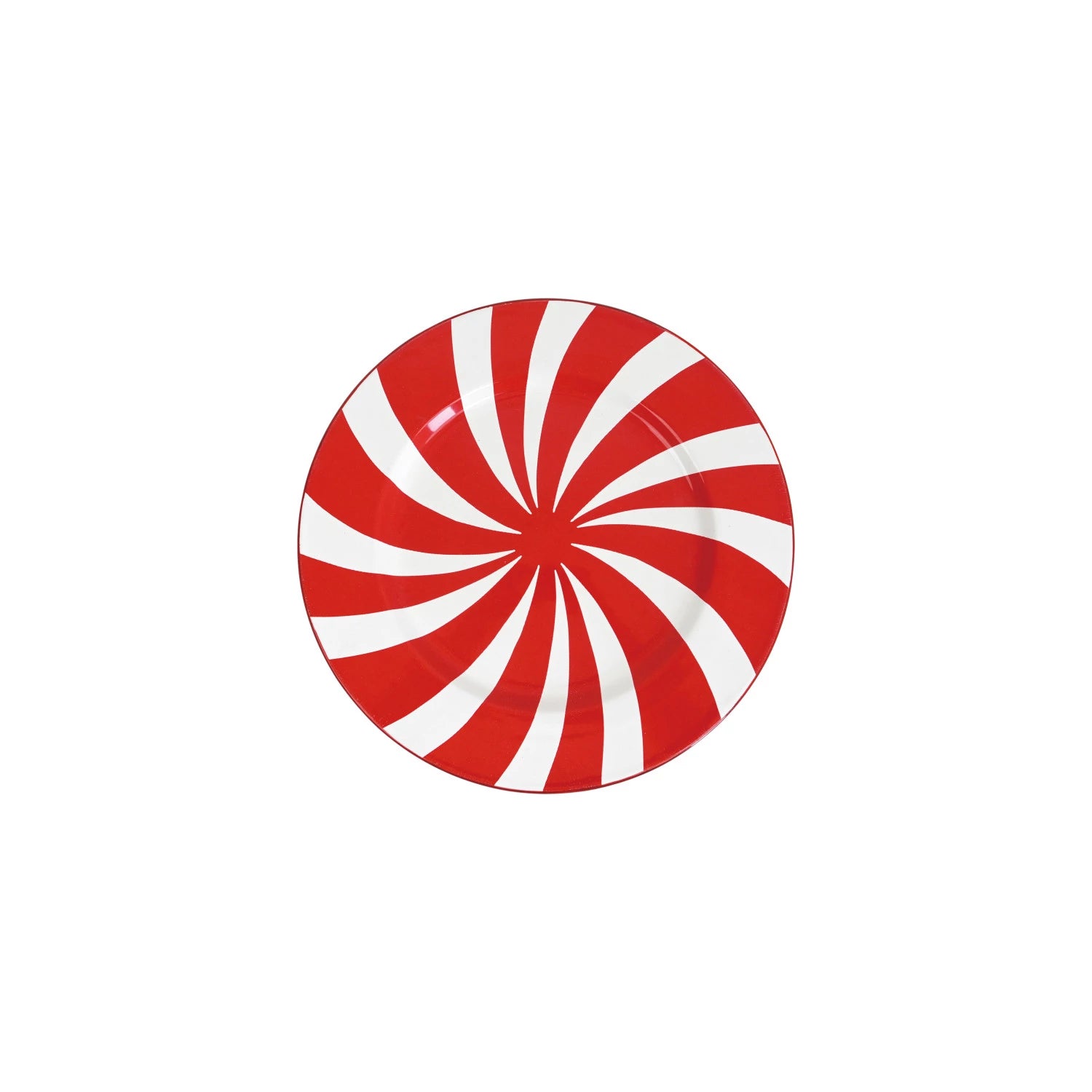 Enameled Metal Plate/Charger with Swirled Stripes, Red & White