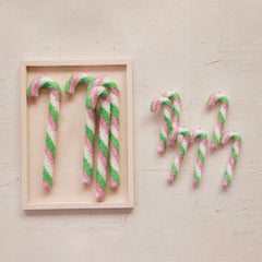 Foam Candy Cane Ornaments with Tinsel, Boxed Set of 6