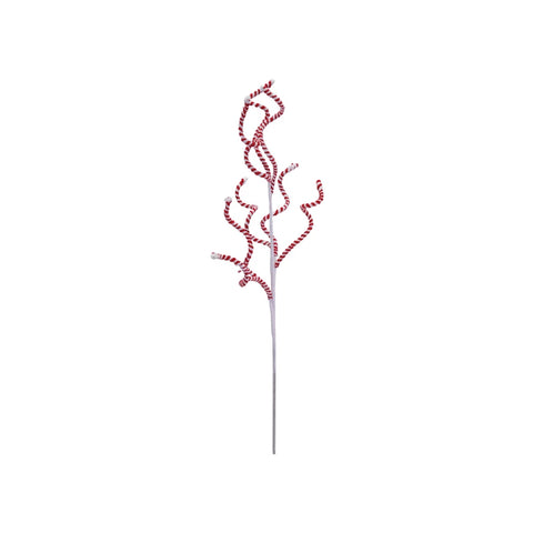 27"H Fabric & Wire Striped Swirl Stem, Red & White