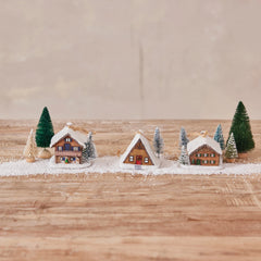 Resin House Ornament with Snow & Tree, 3 Styles