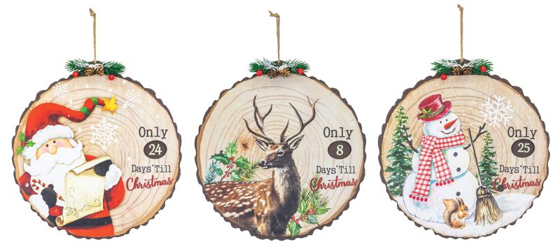 TIMBER CHRISTMAS COUNTDOWN HANGER 3 ASST.