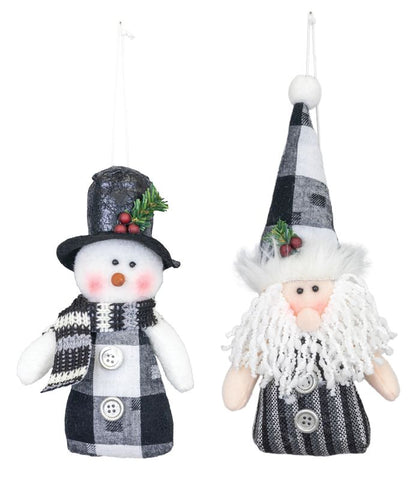 MIDNIGHT FROST SANTA/SNOWMAN ORNAMENT 2 ASST.