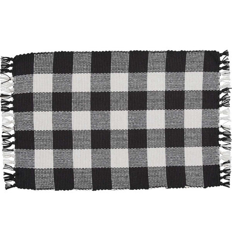 WICKLOW CHECK YARN PLACEMAT - BLACK & CREAM