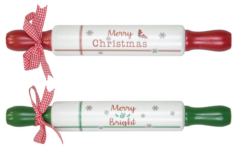 MERRY BRIGHT CHRISTMAS ROLLING PIN 2 ASST.