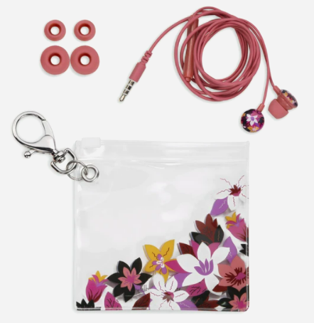 Earbuds with Pouch Rosa Floral