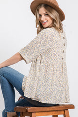 Ditsy Button Back Top