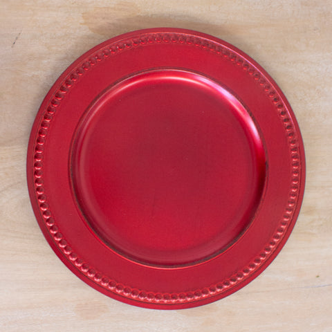 Beaded Charger in Antique Red