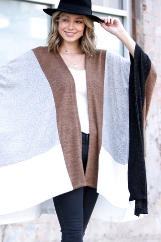 Color Block poncho Cardigan