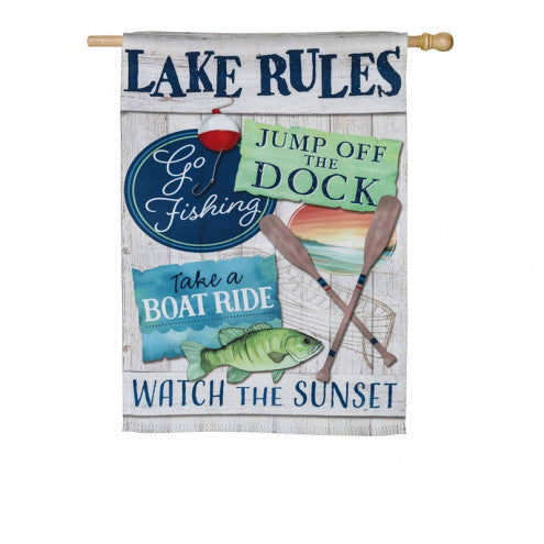 Lake Rules House Suede Flag