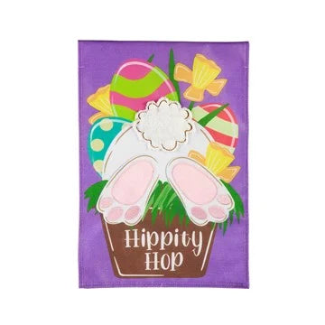 Hip Hop Bunny Garden Burlap Flag