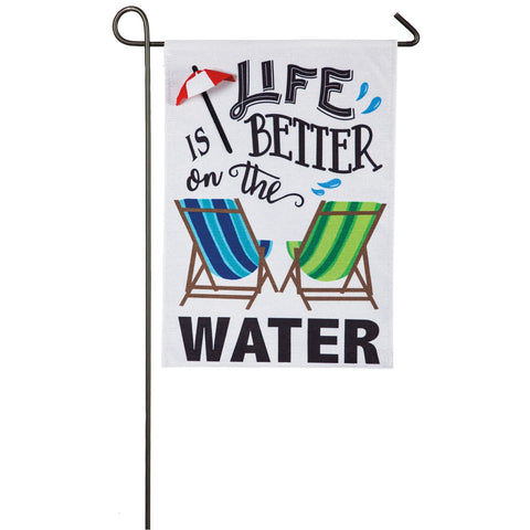 Life is Better on the Water Garden Burlap Flag
