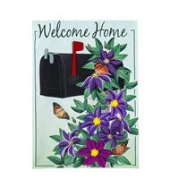 Home Clematis Mailbox Garden Linen Flag
