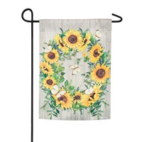 Sunflower Wreath Garden Suede Flag
