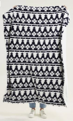 Cozy Life Jacquard Throw Blanket Nordic Forest Stripe