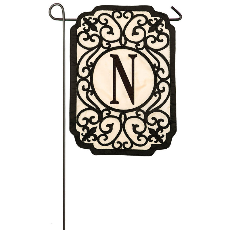 Monogram "N" Applique Garden Flag