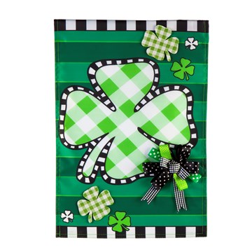 Check Clover Garden Applique Flag