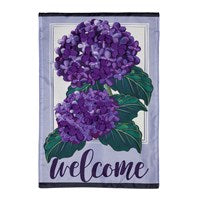 Hydrangea Welcome Garden Applique Flag