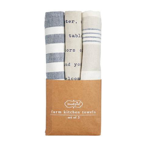 Navy Farm Dish Towel Set