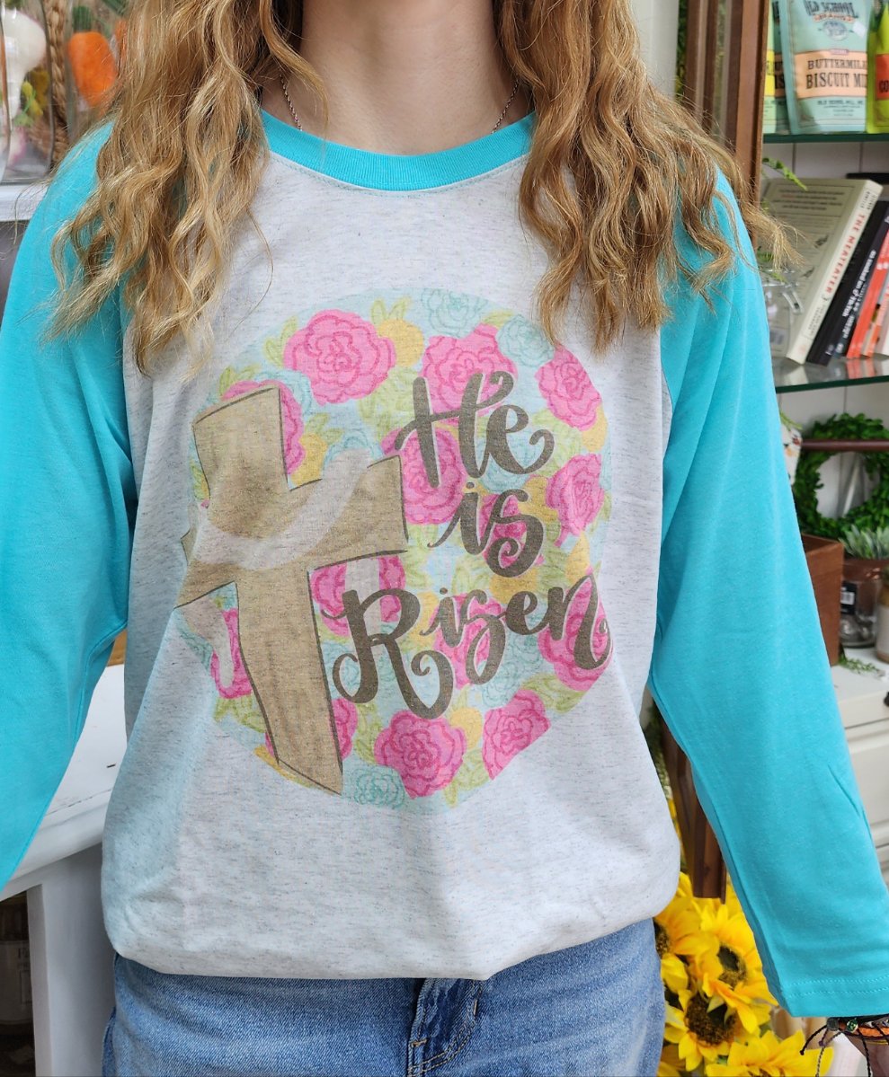 He Is Risen Floral Raglan