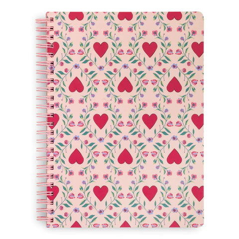 Mini Notebook with Pocket Imperial Hearts Pink