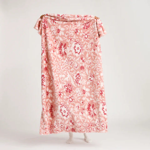Plush Shimmer Throw Blanket Frosted Lace Pink