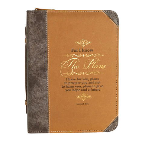 BIBLE COVER - BROWN & GOLD FOR I KNOW THE PLANS - JEREMIAH 29:11