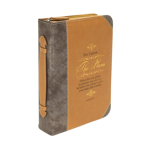 BIBLE COVER - BROWN & GOLD FOR I KNOW THE PLANS - JEREMIAH 29:11