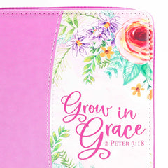 ZIPPERED JOURNAL: PINK FLORAL, GROW IN GRACE