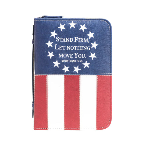 BIBLE COVER: US FLAG STAND FIRM - 1 CORINTHIANS 15:58