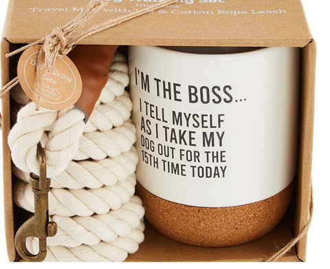 I'M THE BOSS COFFEE MUG AND DOG LEASH