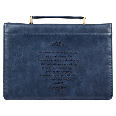 Blessed Is the One Who Trusts Bible Cover, Blue, Medium