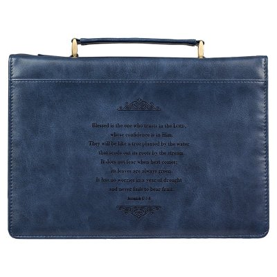 Blessed Is the One Who Trusts Bible Cover, Blue, Medium