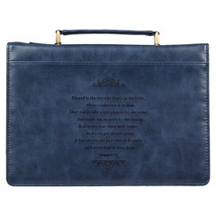 Blessed Is the One Who Trusts Bible Cover, Blue, Medium
