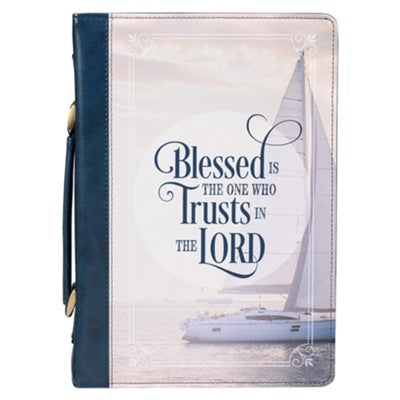 Blessed Is the One Who Trusts Bible Cover, Blue, Medium