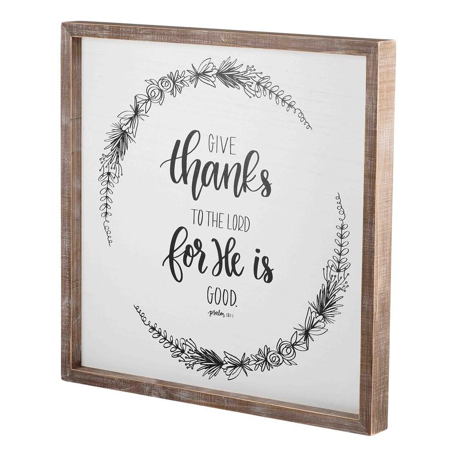 GIVE THANKS TO THE LORD FRAMED BOARD