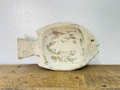White Fish Wood Bowl