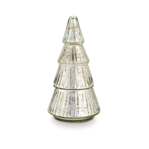 Balsam & Cedar Etched Mercury Glass Tree Candle