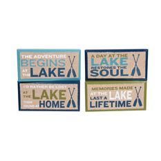 Lake Life Burlap Block Sign