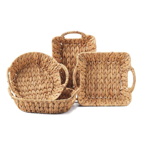 Hand-Crafted Handled Water Hyacinth Baskets Includes