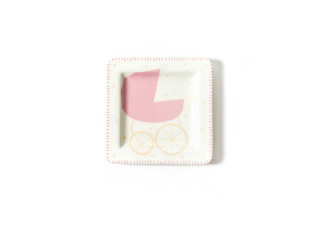 Coton Colors Girl Baby Carriage Square Plate