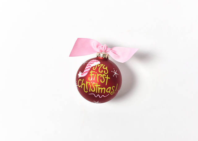 Coton Colors My First Christmas Girl Hat Glass Ornament