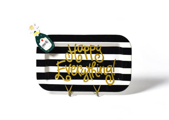 Happy Everything Mini Rectangle Platter Black Stripe