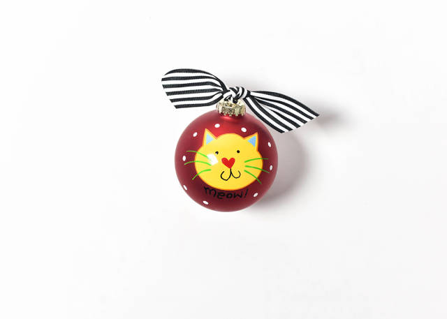 Coton Colors Meow Red Cat Glass Ornament