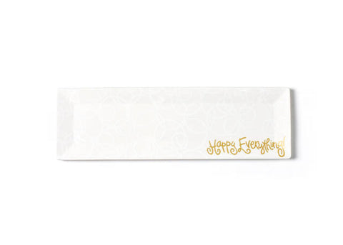 Happy Everything White Circle Skinny Rectangle Tray